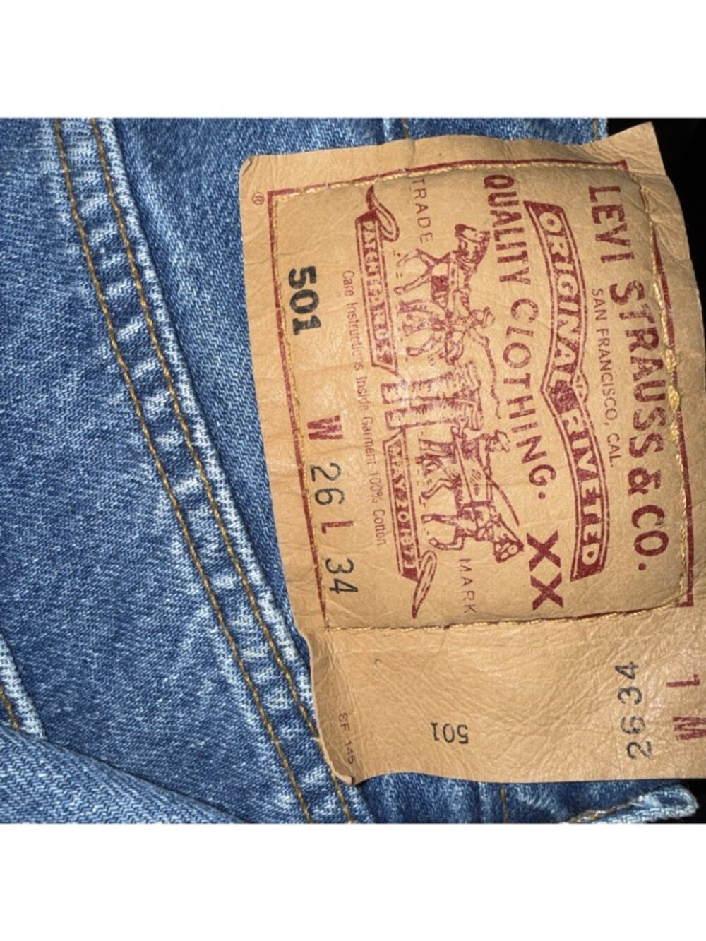 Vintage Levis 501 Jeans Womens 28x32 Blue 90s Made USA Button Fly 6501-0193 P - Picture 11 of 11